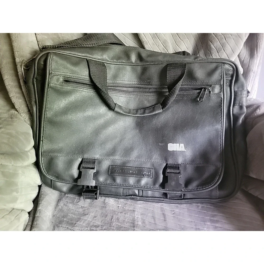 A. FOMENI Leather Briefcase  Black Messenger Work‎ Bag